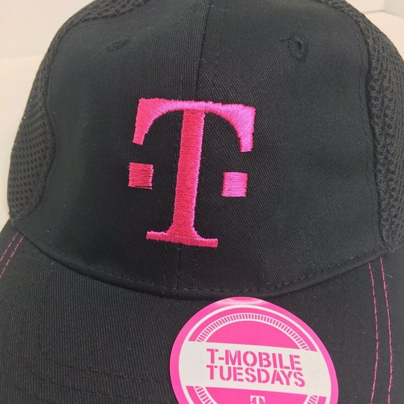 T Mobile Baseball Hat Cap Black Pink Employee T Mobile Tuesdays Adjustable Mesh - Picture 3 of 12